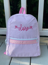 Load image into Gallery viewer, Pink Stripe Seersucker Small Backpack