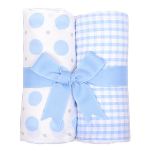 3 Martha's Blue Elephant Burp Cloth Set