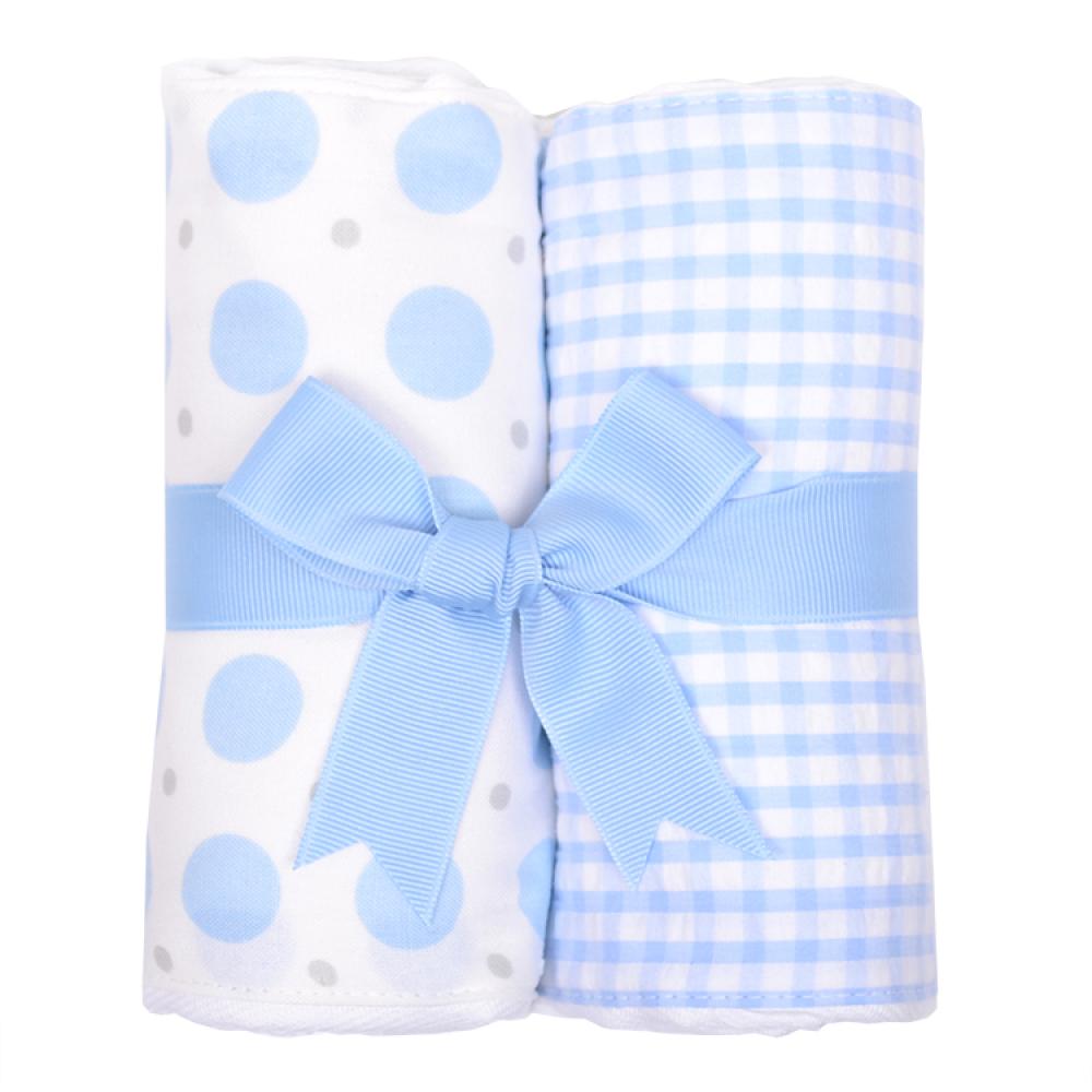 3 Martha's Blue Elephant Burp Cloth Set
