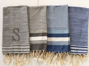 Monogrammed Turkish Guest Towel: Striped
