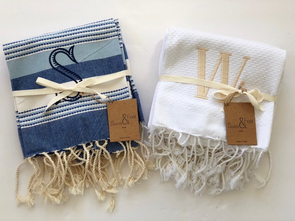 Monogrammed Turkish Fouta Guest Towel: Solid