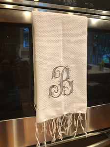 Monogrammed Turkish Fouta Guest Towel: Solid