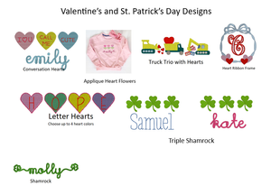 Valentine's and St. Paddy's Day Designs