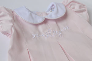 Monogrammed Pink Pleated Dress
