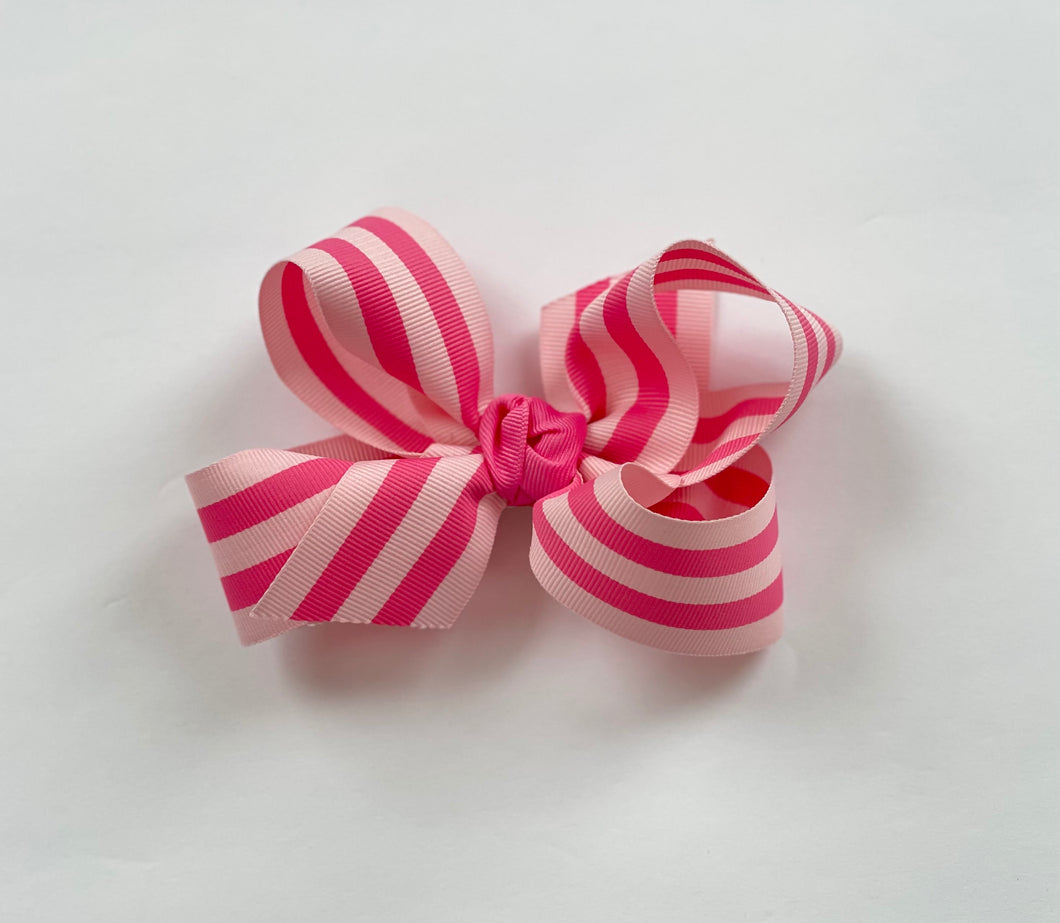 XL Double Knot Pink Striped Bow