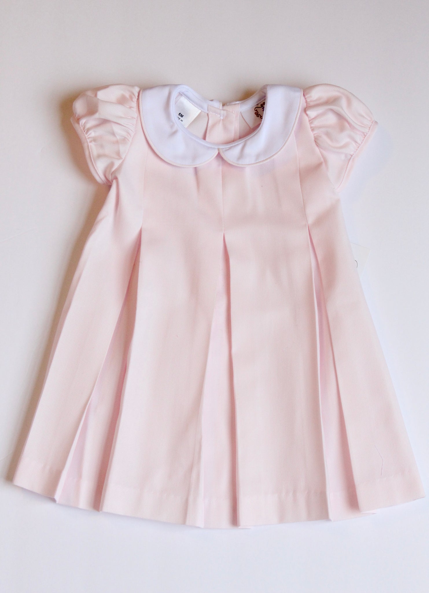 Baby pink dress discount with white collar