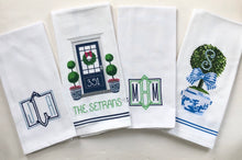 Load image into Gallery viewer, Monogrammed Chinoiserie Topiary Tea Towel